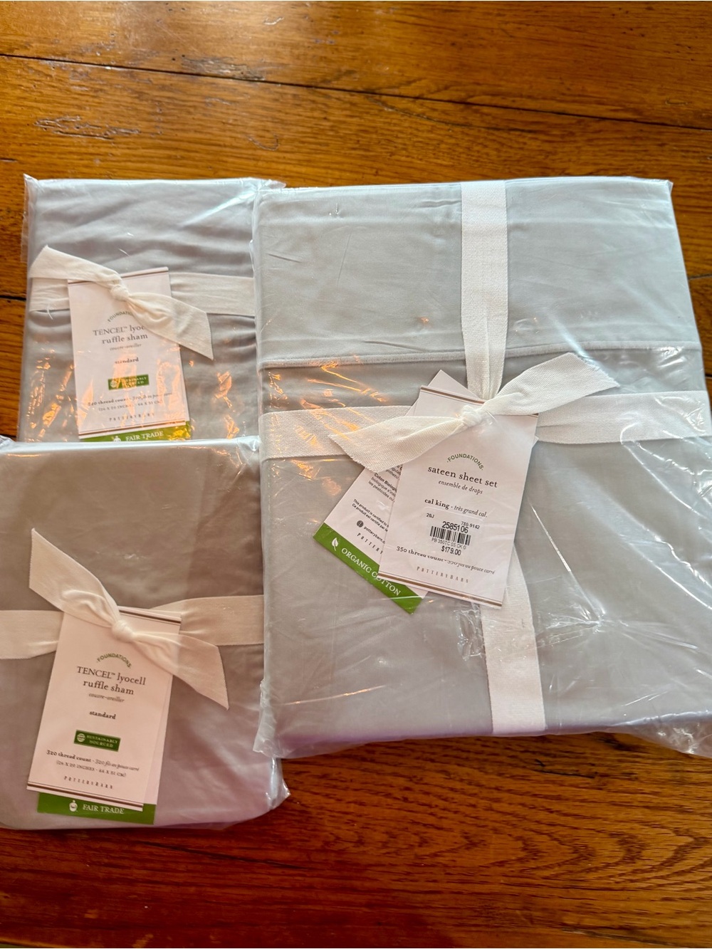 Pottery Barn Light Gray Sateen Sheet Set